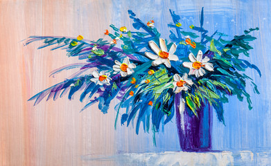 Oil painting Daisy flowers