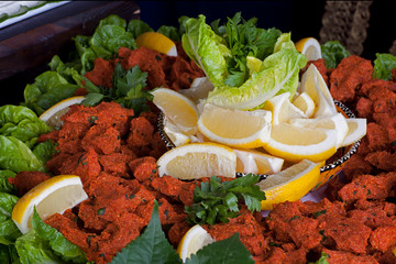 Turkish raw meat balls 