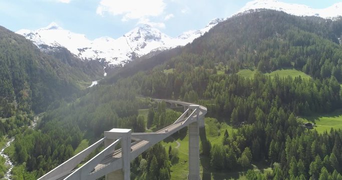Stunning cinematic shot of Napol&eacute;on bridge in Switzerland