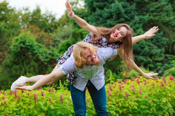 Fototapeta premium Couple having fun together outdoor.