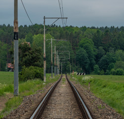 Old electric railway track between Tabor town and Bechyne spa town