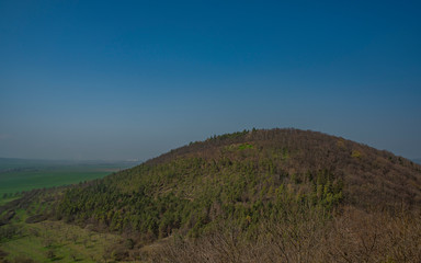 Landscape from castle Gleichen in Germany with blue sky