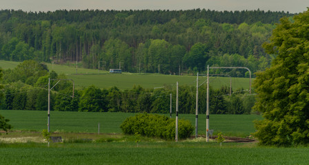 Old electric railway track between Tabor town and Bechyne spa town