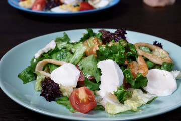 salad with seafood and vegetables