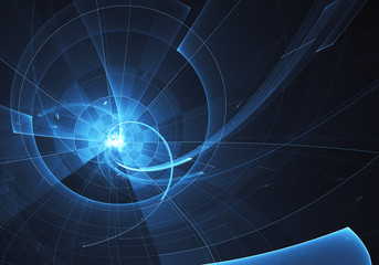 Abstract 3D fractal background, 3D illustration. Virtual Neon City