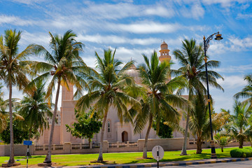 Sultan Kabuz Moschee, Palmen, Salalah. Oman
