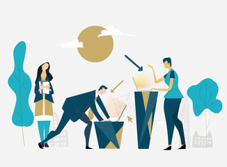 People working in office. Business illustration representing busy life