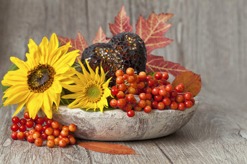 Decorative Autumn Still Life With Heart
