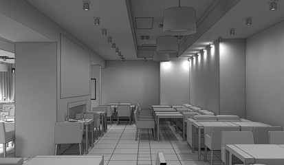 Fototapeta na wymiar restaurant, interior visualization, 3D illustration