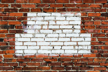 The texture of the brick wall. With white painted space for text. Copy space