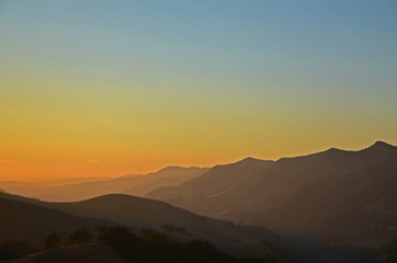 North California mountains in late summer with blue sky