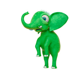 baby elephant cartoon standing full body in a white background