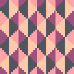 Fototapeta na wymiar Seamless abstract geomatric pixel pink diamond pattern