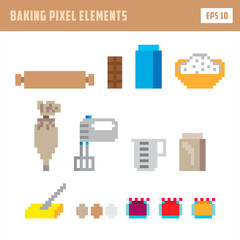 Pixel baking elements, isolated game vector icon set - 274489379