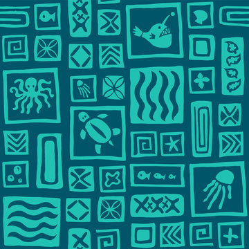 Seamless retro tiki pattern	