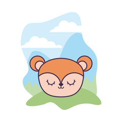 head of cute monkey animal in landscape