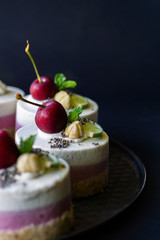 Vegan raw desserts. Love for a healthy vegan food concept