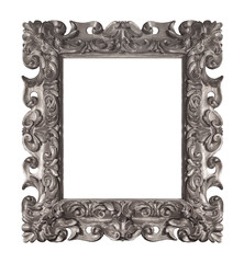 Silver frame for paintings, mirrors or photo isolated on white background