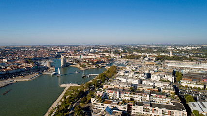 Aerial photography of La Rochelle city in Charente Maritime