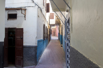 Fototapeta na wymiar residential buildings in the old city of Tangier in Morocco