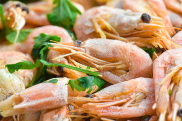 Boiled shrimp , close-up