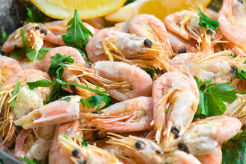 Boiled shrimp , close-up
