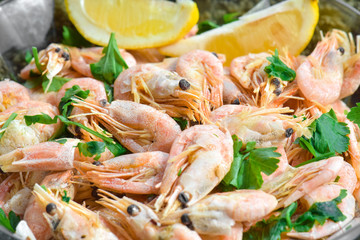 Boiled shrimp , close-up