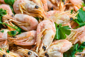 Boiled shrimp , close-up