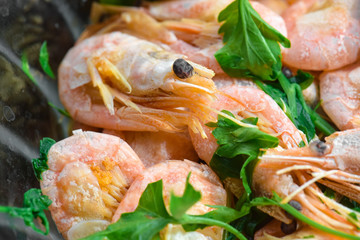 Boiled shrimp , close-up