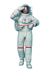 astronaut blinded in a white background