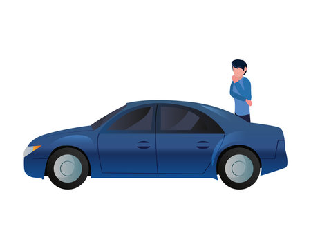 man with her car icon vector ilustration