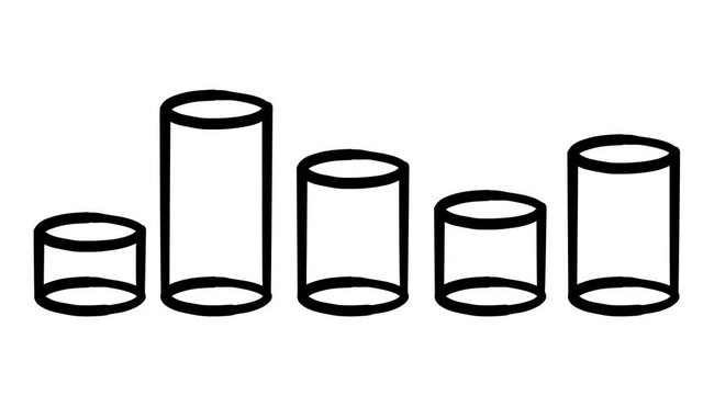 Freehand drawing infographic element - three-dimensional cylinders.
