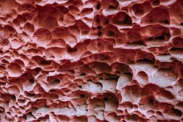 Relief eroded stone surface, coral colour