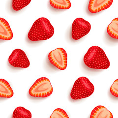 Seamless pattern with strawberries