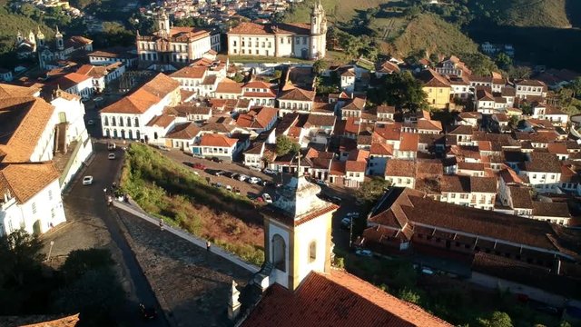 city landscape Ouro Preto, Brazil - MG, historic Brazilian city. Aerial view.
