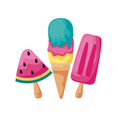 set of delicious and refresh ice creams