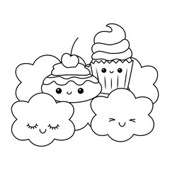 Cupcake dessert cartoon design vector illustration
