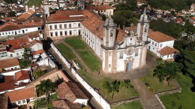 city landscape Ouro Preto, Brazil - MG, historic Brazilian city. Aerial view.