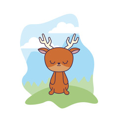 cute reindeer animal in landscape
