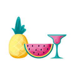 pineapple with watermelon and cocktail cup