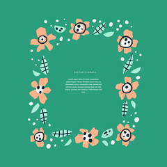 Square floral text border hand drawn template