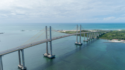 Fototapeta na wymiar Aerial view of the bridge Newton Navarro of the city of Natal, RN.