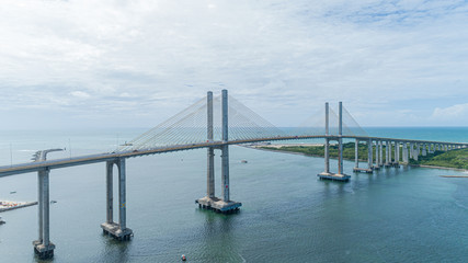 Natal / Rio Grande do Norte / Brazil - Circa May 2019: Aerial view of the bridge Newton Navarro of the city of Natal, RN.