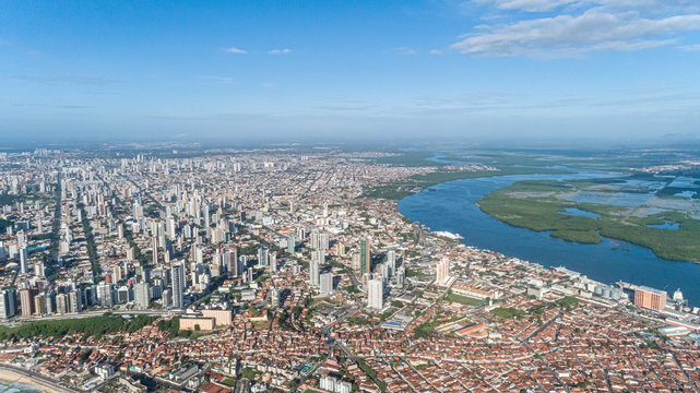 Beautiful aerial image of the city of Natal, Rio Grande do Norte, Brazil.