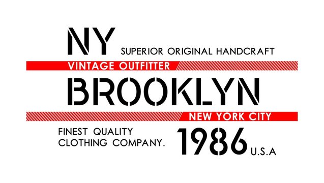 NY Brooklyn typography design for t-shirt print and various uses, vector image.