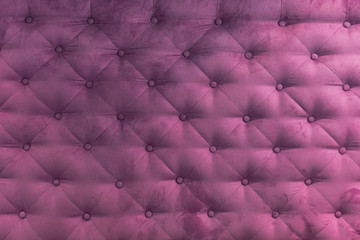 Pink coach-type velours screed tightened with buttons. Capitone background