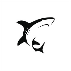 simple shark silhouette vector in black color for animal element idea 