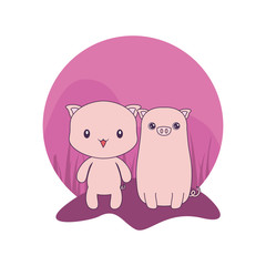 cute pigs animals isolated icon