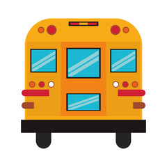 School bus backview isolated cartoon