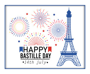 poster of eiffel tower with fireworks celebration